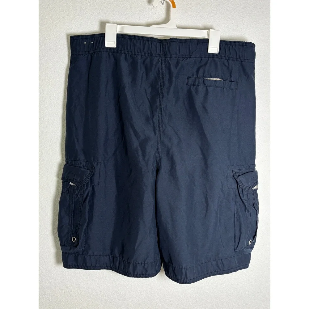Hollister Mens Cargo Board Shorts Navy Blue Mesh Lined Swim Trunks Size L 1922‎